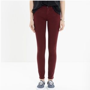 Madewell Skinny Pants Burgundy sz 29